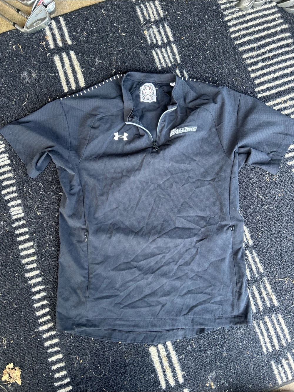 Under Armour Black Short-Sleeve Quarter-Zip Pullover with Salukis Logo